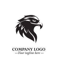 Obraz premium Head of Eagle Logo Symbol in Black on the White Background with Strong Elegant Design