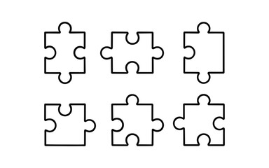 Fototapeta premium Minimalist linear puzzle piece set for creative projects