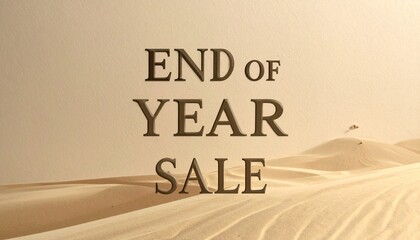 End of year sale announcement with a serene desert landscape for a modern holiday promotion
