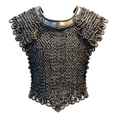 Medieval Chainmail Armor Vest. Historical Protective Gear For Battle And Reenactment Isolated On Transparent Background