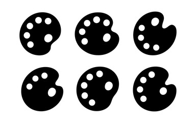 Black silhouette art palettes on white background for creative design