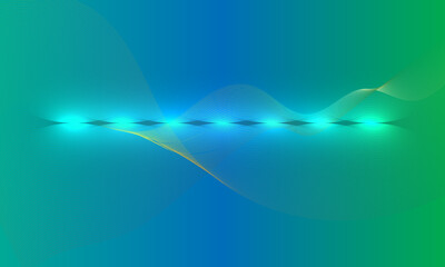 Abstract Wavy Lines with Blue and Green Gradient Background curves flowing