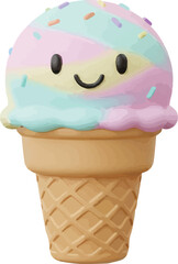 3d Cheerful Ice Cream Cone