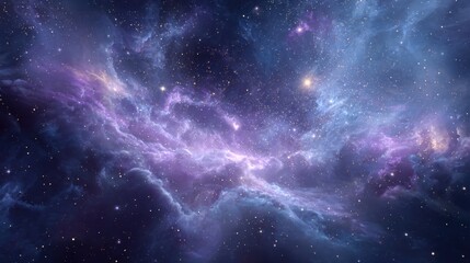 Fototapeta premium Colorful cosmic nebula surrounded by stars in deep space at night, showcasing the beauty of the universe