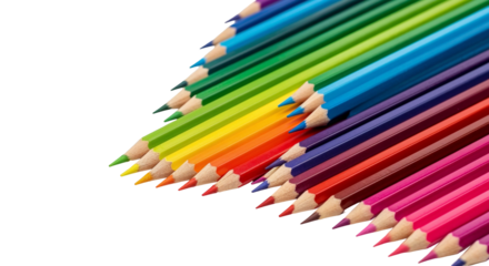 Diagonal Array of Colorful Sharpened Pencils