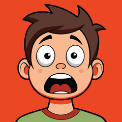 Cartoon boy with wide eyes and open mouth expressing shock or surprise child face