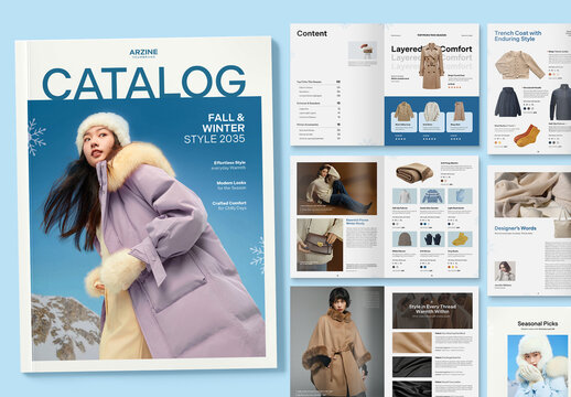 Winter Catalog Template for Holiday Season Fashion & Christmas Gift Guide Brochures