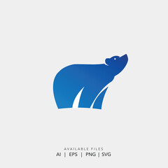 Minimalist blue polar bear geometric vector logo, Modern corporate brand identity polar bear mascot
