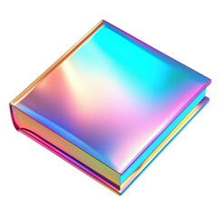 Holographic Book Cover Design. Vibrant Iridescent Colors For Modern Publishing Isolated On Transparent Background