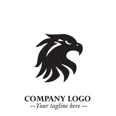 Fototapeta premium Head of Eagle Logo Symbol in Black on the White Background with Strong Elegant Design