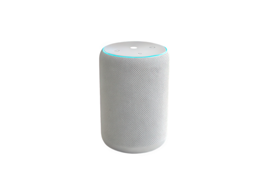 White amazon echo studio isolated on transparent background for immersive sound experience