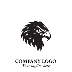 Obraz premium Head of Eagle Logo Symbol in Black on the White Background with Strong Elegant Design