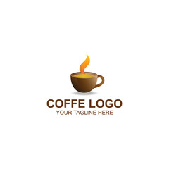 Brown Coffee Cup Logo Design with Creative Illustration