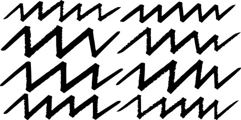 Hand drawn black zigzag lines pattern on a white background abstract art