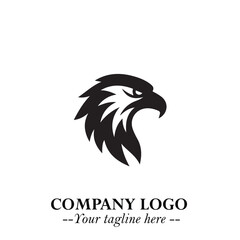 Obraz premium Head of Eagle Logo Symbol in Black on the White Background with Strong Elegant Design