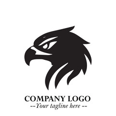 Head of Eagle Logo Symbol in Black on the White Background with Strong Elegant Design
