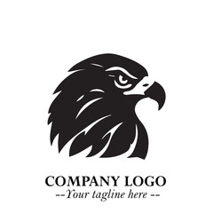 Head of Eagle Logo Symbol in Black on the White Background with Strong Elegant Design