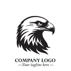 Head of Eagle Logo Symbol in Black on the White Background with Strong Elegant Design