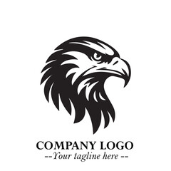 Head of Eagle Logo Symbol in Black on the White Background with Strong Elegant Design