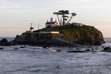 Crescent City lighthouse at in late afternoon