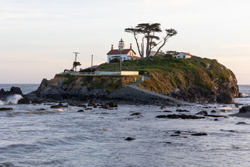 Crescent City lighthouse at in late afternoon