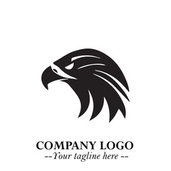 Head of Eagle Logo Symbol in Black on the White Background with Strong Elegant Design