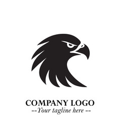 Obraz premium Head of Eagle Logo Symbol in Black on the White Background with Strong Elegant Design