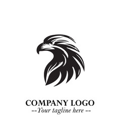 Obraz premium Head of Eagle Logo Symbol in Black on the White Background with Strong Elegant Design