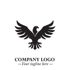 Head of Eagle Logo Symbol in Black on the White Background with Strong Elegant Design