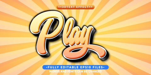 editable 3d play handwritten style text effect.typhography logo