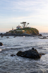 Crescent City lighthouse at in late afternoon