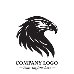 Head of Eagle Logo Symbol in Black on the White Background with Strong Elegant Design
