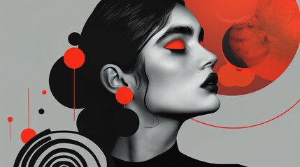 The illustration combines bold, modern design elements with a minimalist aesthetic, creating a chic and contemporary look.