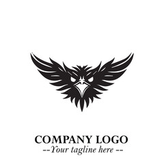 Head of Eagle Logo Symbol in Black on the White Background with Strong Elegant Design