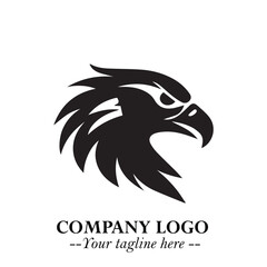 Head of Eagle Logo Symbol in Black on the White Background with Strong Elegant Design