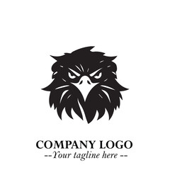 Head of Eagle Logo Symbol in Black on the White Background with Strong Elegant Design