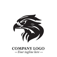 Head of Eagle Logo Symbol in Black on the White Background with Strong Elegant Design