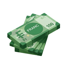 3d icon of stack of swiss franc banknotes isolated on transparent background