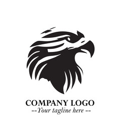 Head of Eagle Logo Symbol in Black on the White Background with Strong Elegant Design
