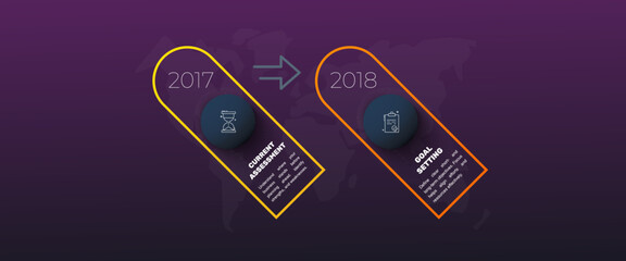 Line vector minimal infographic with circles. Modern timeline business concept with 2 steps by step for diagram, chart, flowchart, levels, graphic, app, web