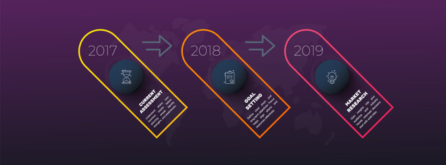 Line vector minimal infographic with three circles. Modern timeline business concept with 3 steps by step for diagram, chart, flowchart, levels, graphic, app, web