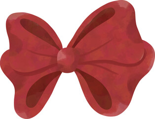 Watercolor Red Bow Clipart | Christmas Ribbon Decoration Illustration