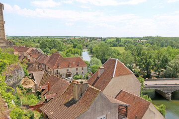 Obraz premium Pesmes town by the River Ognon in France