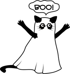 Halloween Ghost Cat in Sheet – 