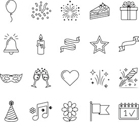 Celebrate life's moments with this adorable doodle set of party essentials, from balloons to cake, adding a touch of joy to any project