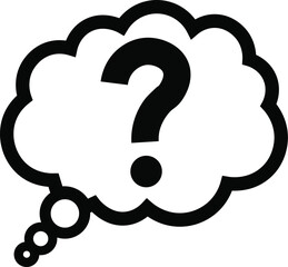 Thought Bubble with Question Mark – Minimalist Vector Representing Curiosity, Inquiry, Creative Thinking, Questions, Confusion, Brainstorming, and Educational Concepts