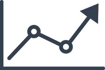 Line Graph with Upward Arrow – Minimalist Data Visualization Symbol Showing Growth, Progress, and Recovery for Business Reports, Financial Dashboards, and Analytics Charts