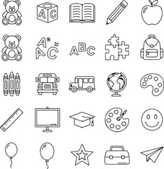 Adorable back to school icon set ready for your classroom designs, a perfect way to add fun and creativity to any learning project or educational material