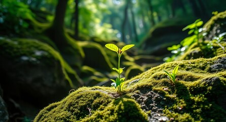 green moss in the forest