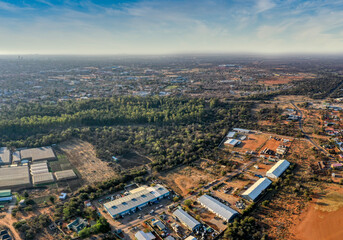 aerial view residential and industrial area in Gaborone in Gaborone city, capital of Botswana, Southern Africa, Africa, new development